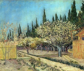 Verger en fleur bordé de cyprès 2 Vincent van Gogh Peinture à l'huile